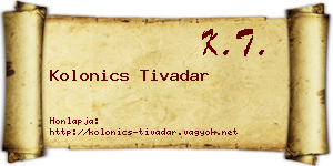 Kolonics Tivadar névjegykártya