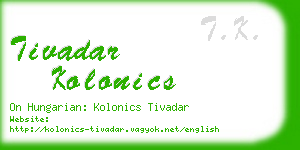 tivadar kolonics business card